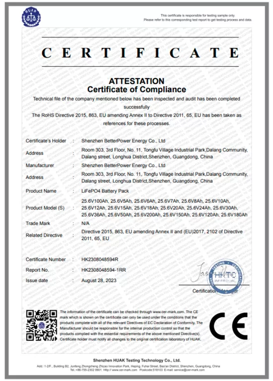 Attestation Certificate of Compliance